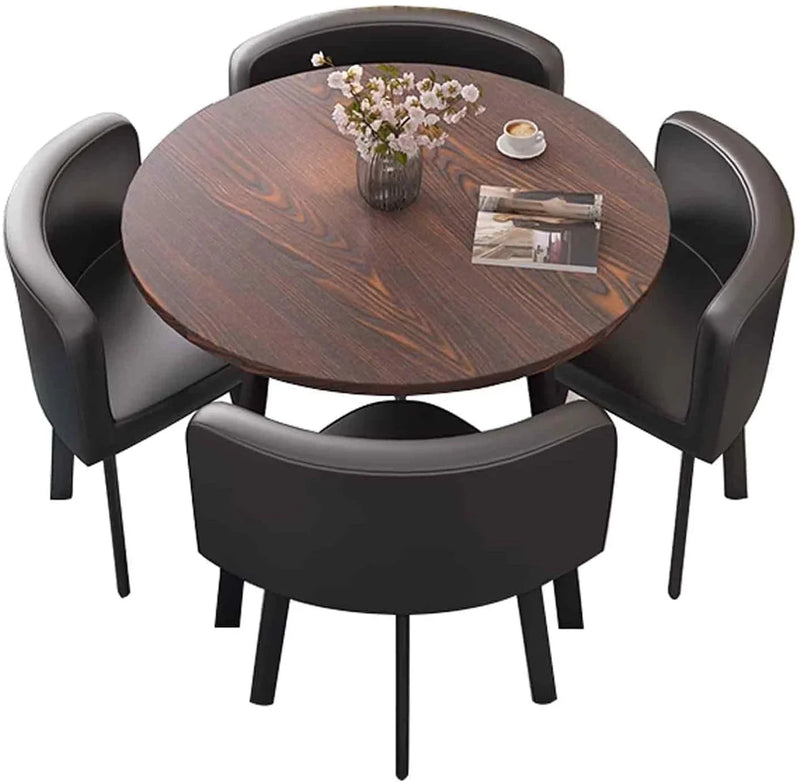 A 4-person conference table and chair set, office reception room club table and chair combination, suitable for living room / central area / farmhouse / home office, medieval style table and chair set H3
