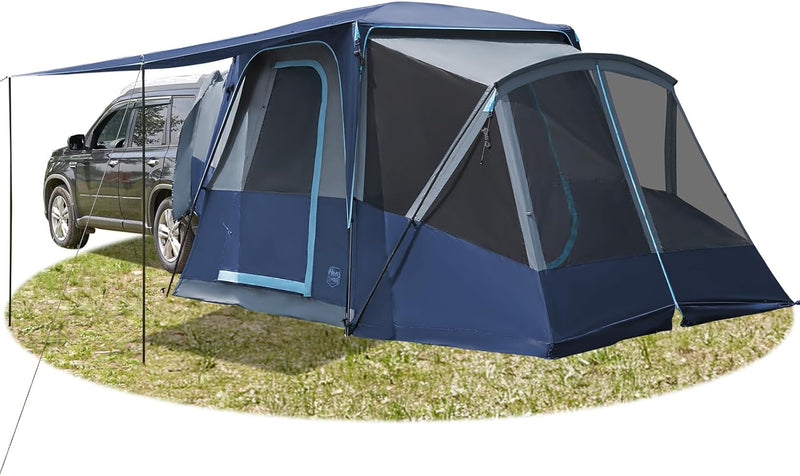 5-9 Person SUV Tent with Screen Porch and Awning for Family Camping, Weather Resistant and Portable Van or Car Tent, Includes Rainfly and Storage Bag, 13' W X 10' L X 7.1' H E1