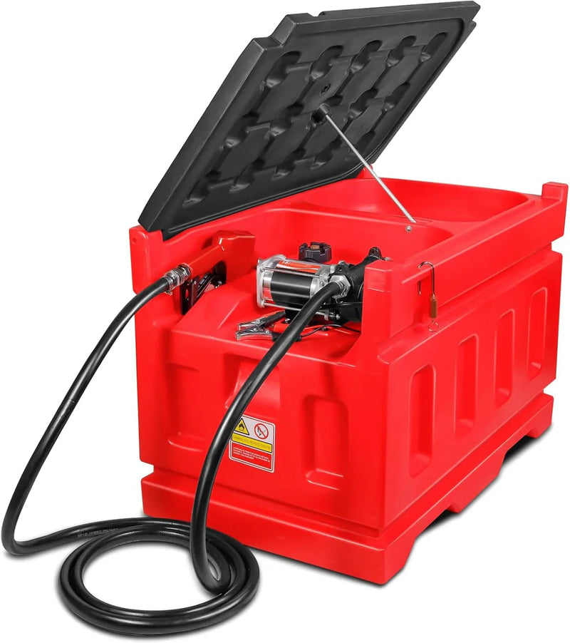 Portable 48 Gallon Fuel Tank with Pump for Gasoline & Diesel, 15GPM High Flow Rate 12V DC Self-Priming Fuel Transfer Pump, 13.1ft Hose, Auto Fueling Nozzle, for Easy Fuel Transportation O3