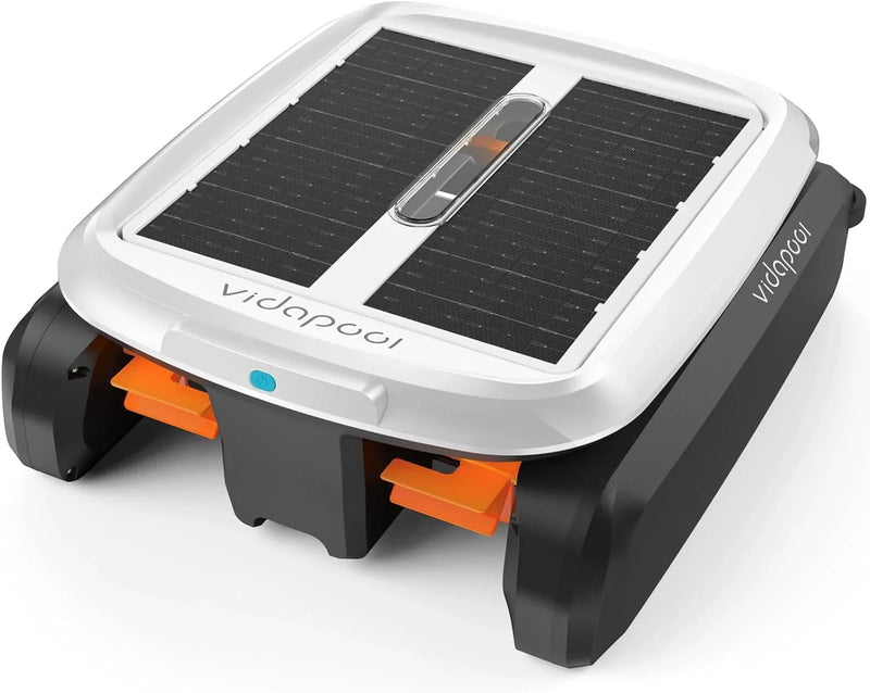 Solar Powered Automatic Robotic Pool Skimmer Cleaner,Solar Pool Surface Cleaner Dual Mode with Obstacle Avoidance Daytime ＆ Overnight Continuous Cleaning Ideal for All Swimming Pool-White S5