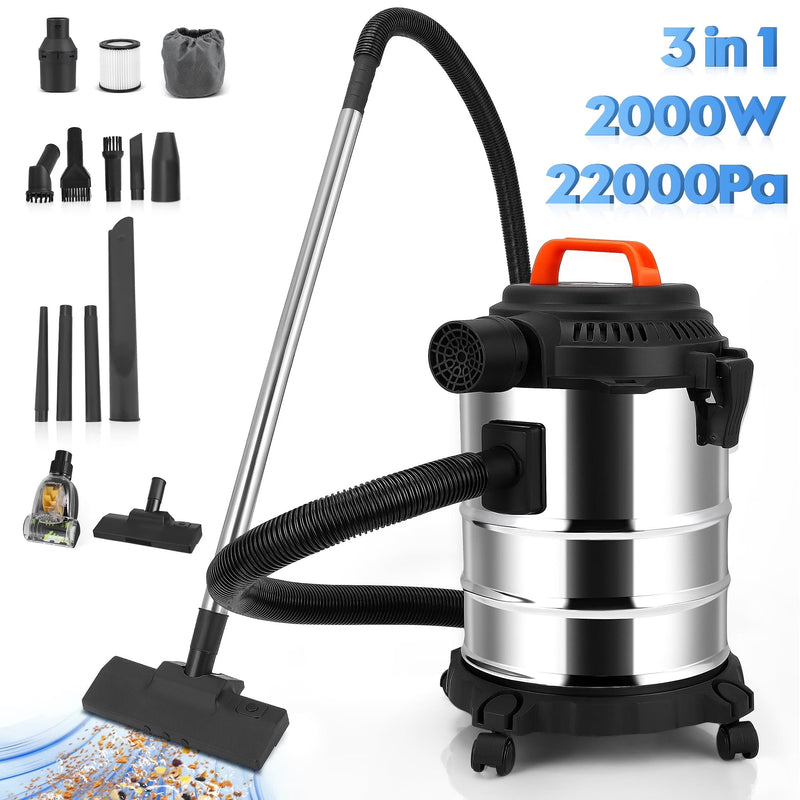 RELOIVE Wet Dry Vacuum,4.5 Gallon 2000W 6.5 Peak HP,3-in-1 Stainless Steel Shop Vacuum Wet and Dry,with Filter and Attachments for House Garage... U9
