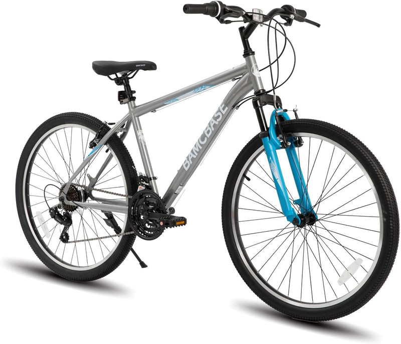 26/27.5 Inch Mountain Bike, Mens Womens MTB with 21 Speeds, High-Tensile Steel Frame, V Brake, Hardtail Bicycle for Adults A0