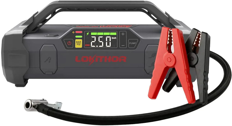 Jump Starter 2000Amp 20000mAh 12V Car Battery Booster Pack for Upto 8L Gas or 6L Diesel, 150 PSI Air Compressor with Damping Technology,Portable Power Bank with Handle Bar and Emergency Light Y8