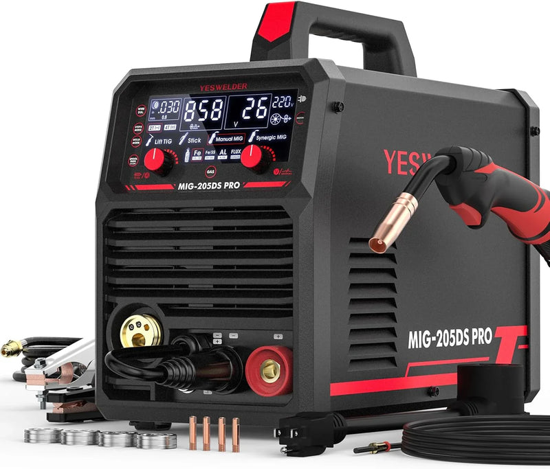 MIG Welder,110V Flux Core Welder Flux Core MIG/Lift TIG/Stick 3-in-1 Large LED Digital Display Welding Machine IGBT Inverter Welder FLUX-135PRO L9