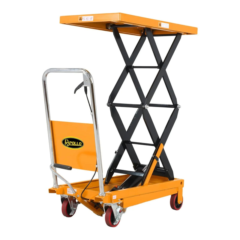 Hydraulic Lift Table Cart – 770 lbs Capacity, 51" Max Height, Double Scissor Lift with Safety Guard & 4 Wheels J1