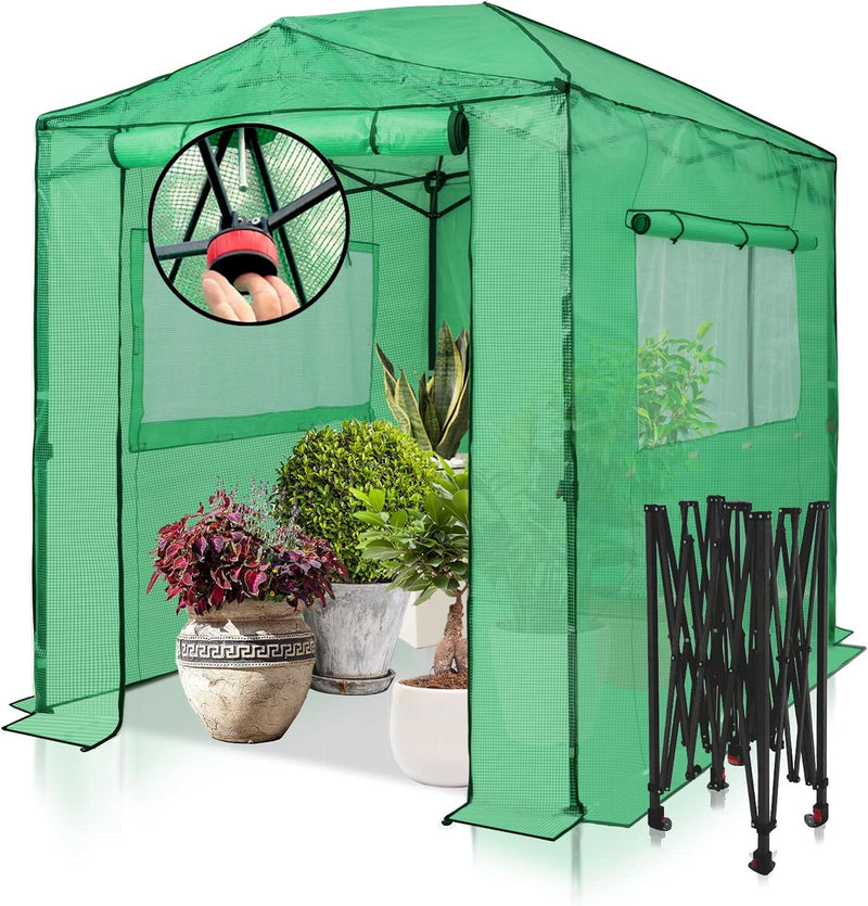 EAGLE PEAK 8x6 Portable, Heavy-Duty, Walk-in Pop-up Greenhouse, Indoor Outdoor Gardening Green House H2