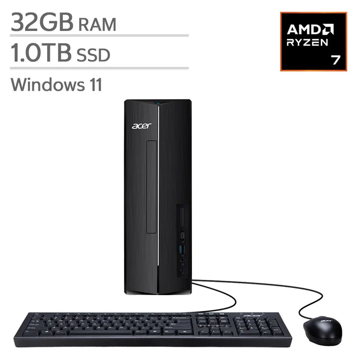 Acer Aspire Slim Desktop, AMD Ryzen 7 7730U - 32GB RAM, 1TB SSD J4