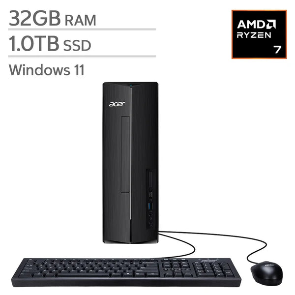 Acer Aspire Slim Desktop, AMD Ryzen 7 7730U - 32GB RAM, 1TB SSD L3
