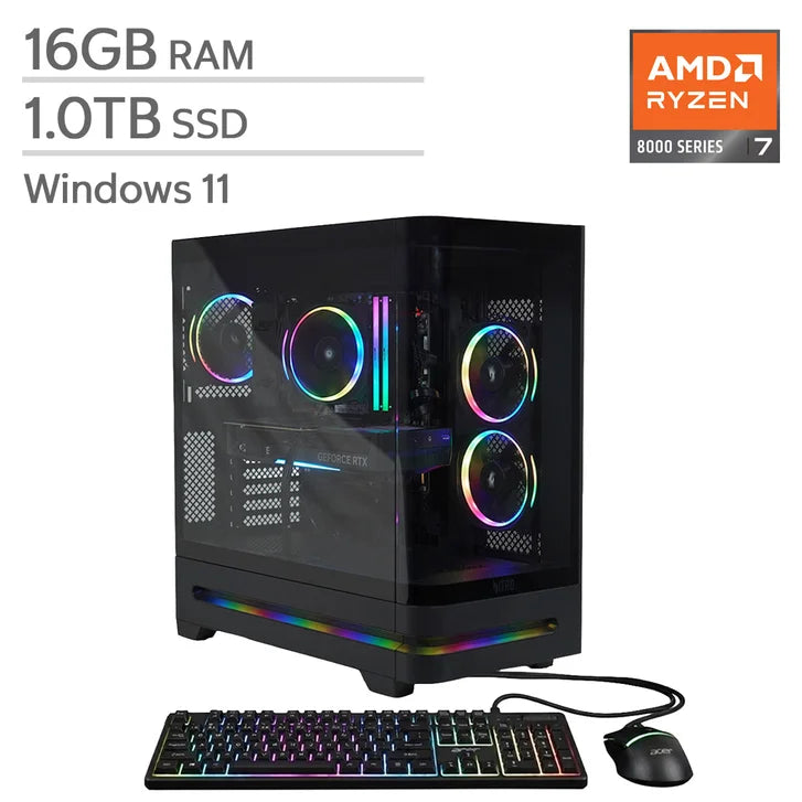 Acer Nitro 85 Gaming Desktop, AMD Ryzen 7 8700F - 16GB RAM, 1 TB SSD, NVIDIA GeForce RTX 5060 D7