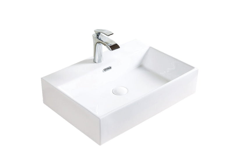 A&E Bath Raylee Ceramic Vessel Bathroom Sink/Basin with Overflow, Glossy White F9