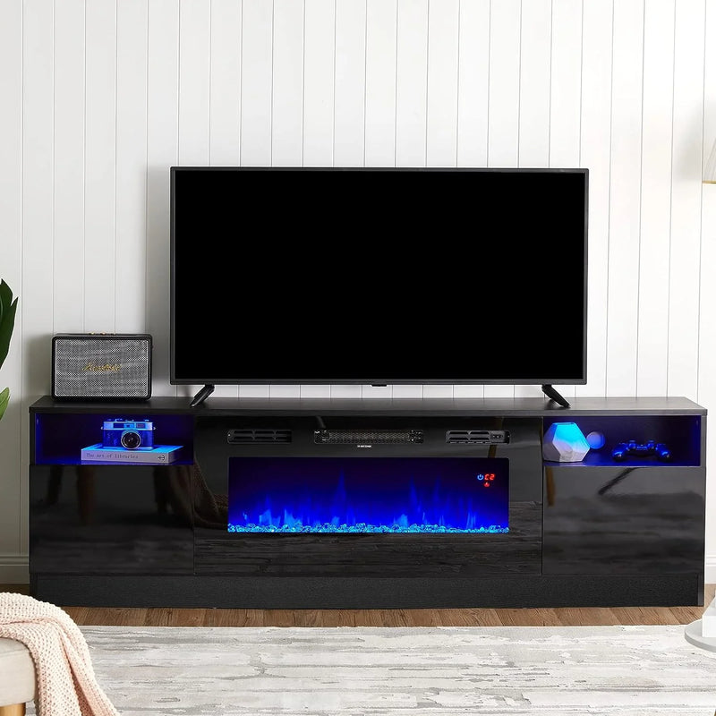 Fireplace TV Stand with 36" Electric Fireplace, LED Light Entertainment Center O9