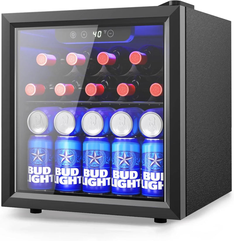 Beverage Refrigerator Cooler - 126 Can Mini Fridge with Glass Door for Soda Beer or Wine, Beverage Cooler for Home, Office, Bar with Adjustable Removable Shelves, Silver P1