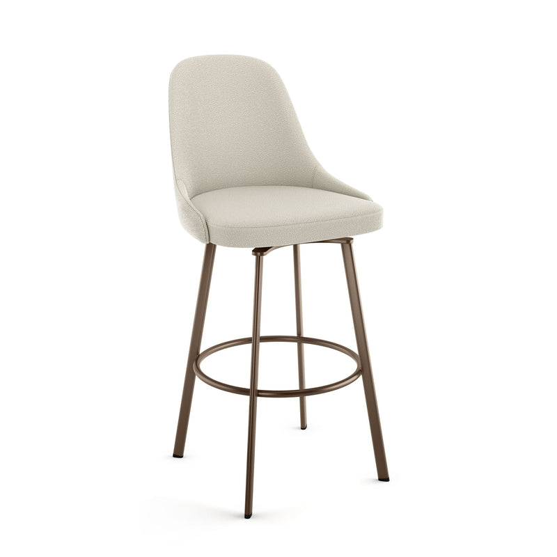 Amisco Harper Swivel Counter Stool with Backrest, Bronze Frame & Cream Fabric, 26-in P2