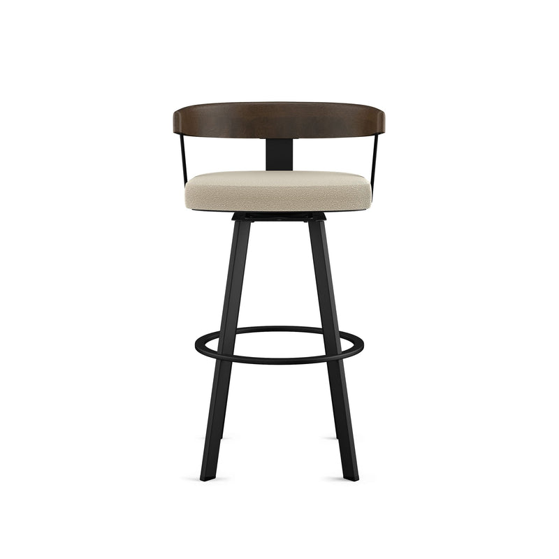 Amisco Lars Wood Swivel Counter Stool with Backrest, Black Frame, 26-in W7