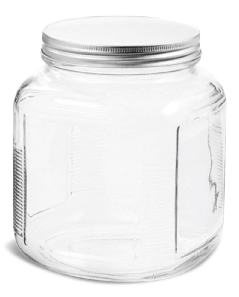 Anchor Hocking Cracker Glass Food Storage Jar with Silver Lid, 2-qt, Clear & Durable Glass X0