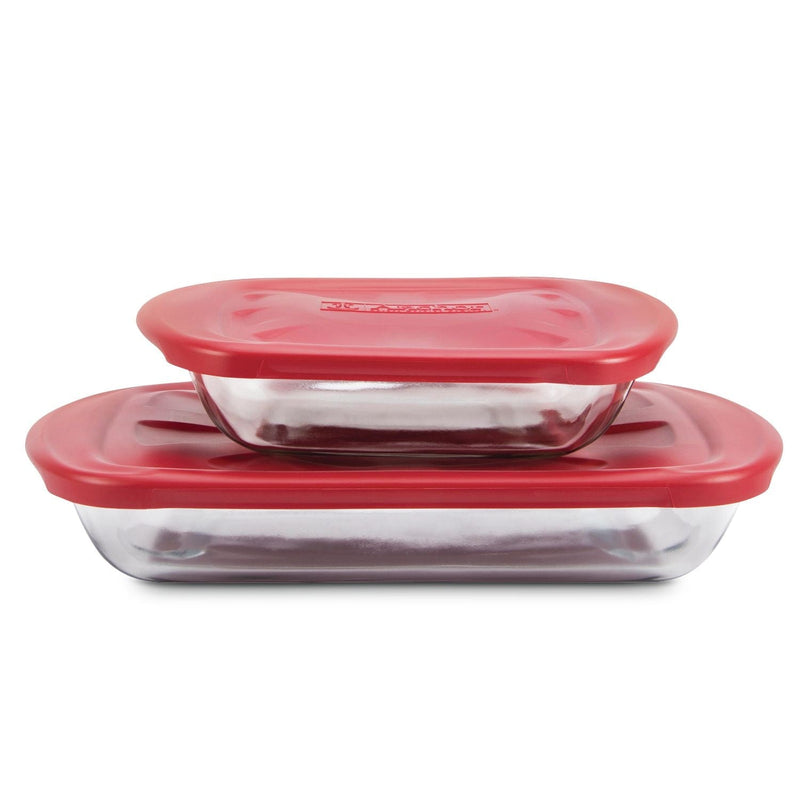 Anchor Hocking Glass Bake 'n' Keep Set with Plastic Lids, 4-pc K0