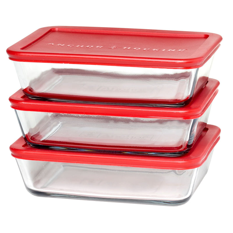 Anchor Hocking Glass Meal Prep Food Storage Container Set, 6-pc R0