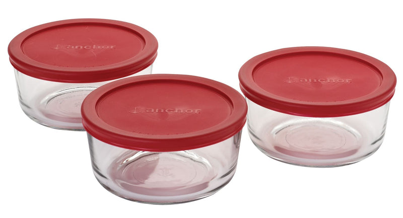 Anchor Hocking Glass Round Storage Container Set with Lids, 3 Count K7