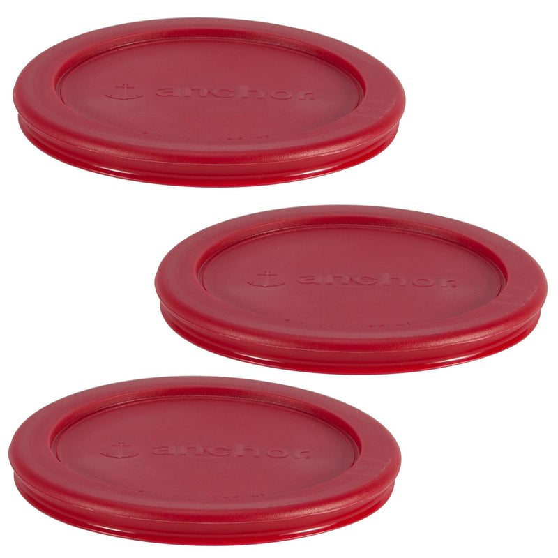 Anchor Hocking Plastic Lid Set, Red, 3-pc x 2-Cup K0