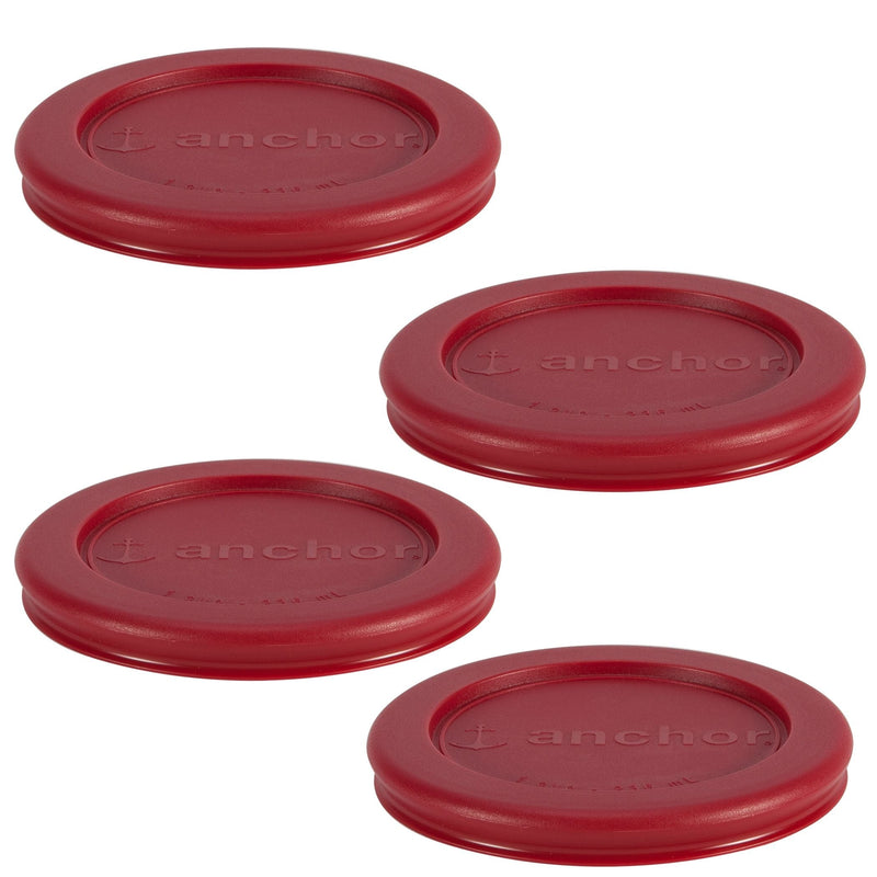 Anchor Hocking Plastic Lid Set, Red, 4-pc x 1-Cup A3