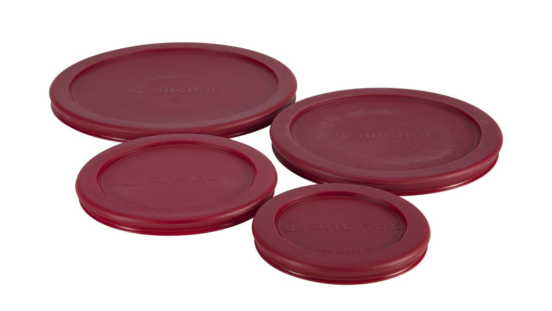 Anchor Hocking Plastic Lid Set, Red, Assorted Sizes, 4-pc H9