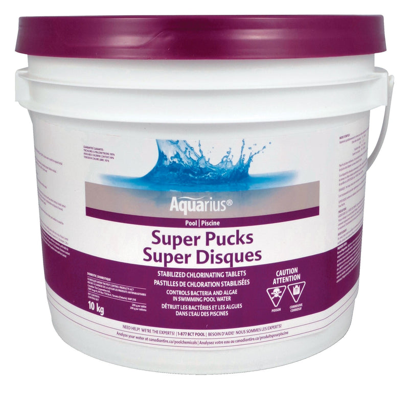 Aquarius Super Pucks Stabilized Chlorine Pool Pucks, 10-kg D1