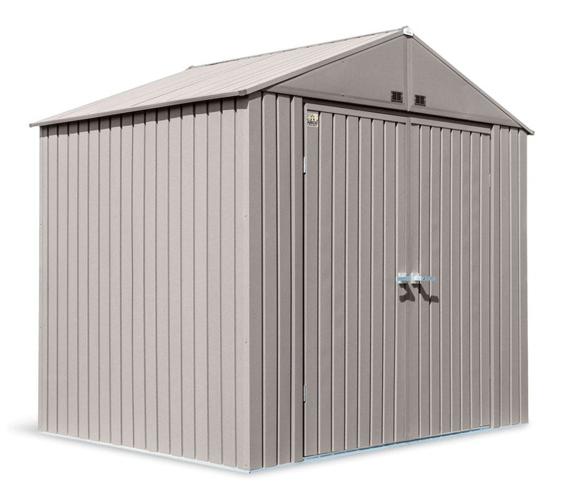 Arrow Elite Steel Storage Shed with Pent Roof, Cool Grey, 8-ft x 6-ft V6