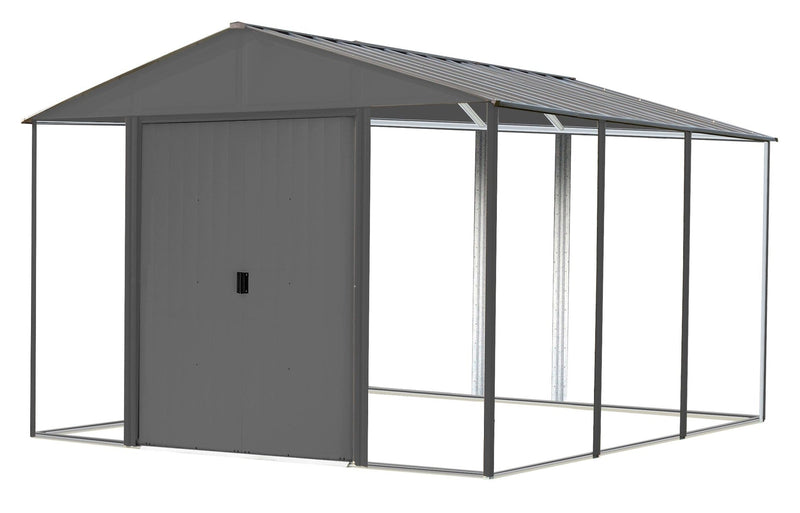 Arrow Ironwood Steel Hybrid Shed Kit, Anthracite, 10-ft x 12-ft T2