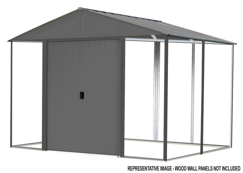 Arrow Ironwood Steel Hybrid Shed Kit, Anthracite, 8-ft x 8-ft U7