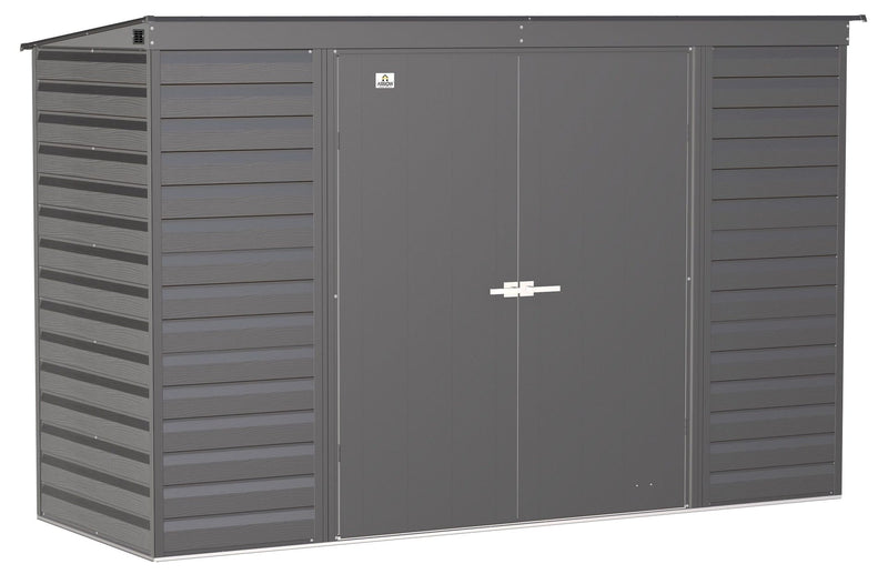 Arrow Select Galvanized Steel Storage Shed, Charcoal, 10-ft x 4-ft U4