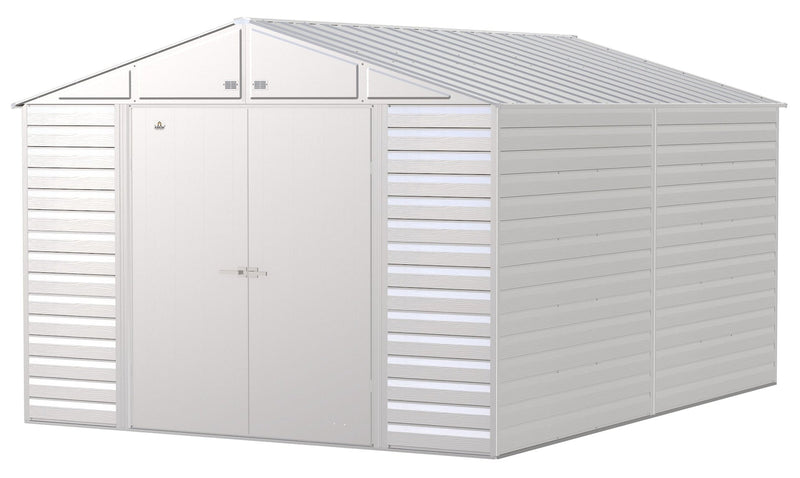Arrow Select Galvanized Steel Storage Shed, Flute Grey, 10-ft x 14-ft P9