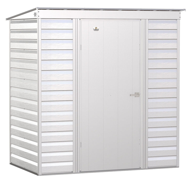 Arrow Select Galvanized Steel Storage Shed, Flute Grey, 6-ft x 4-ft U0