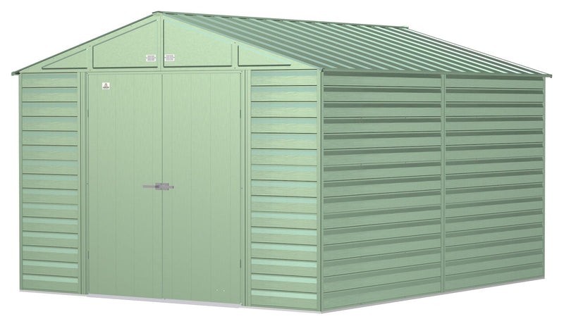 Arrow Select Galvanized Steel Storage Shed, Sage Green, 10-ft x 12-ft A8