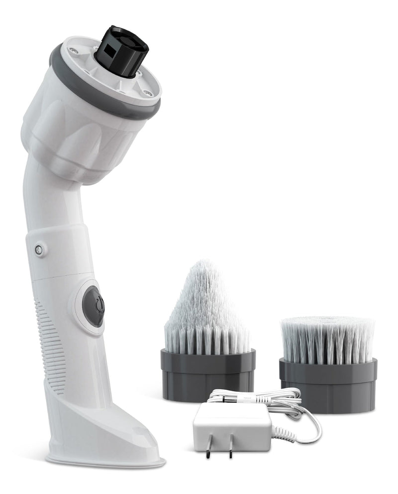 As Seen on TV Scrubtastic Max Powerful Handheld Scrubber with 2 Brush Heads, Compact, White W5