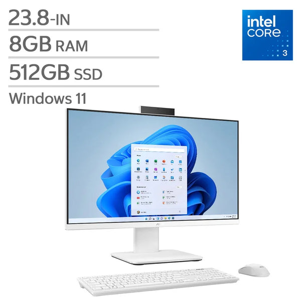 ASUS 23.8-in All-in-One Desktop, Intel Core i3-1315U - 8GB RAM, 512 GB SSD L9