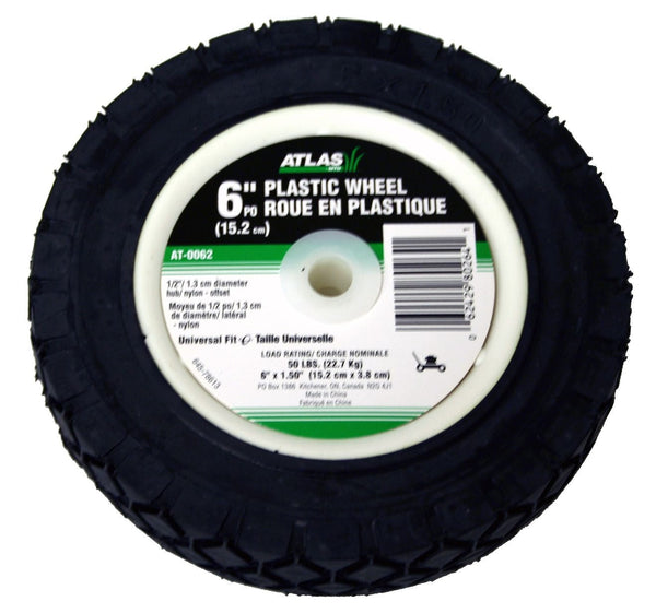 Atlas Lawn Mower Replacement Wheel, Wide Tread, 6-in x 1.5-in L3