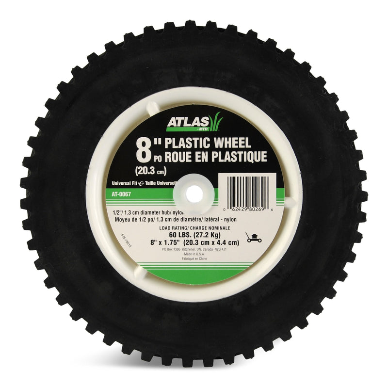 Atlas Plastic Lawn Mower Replacement Wheel with Geared Tread, 8-in x 1.75-in T1