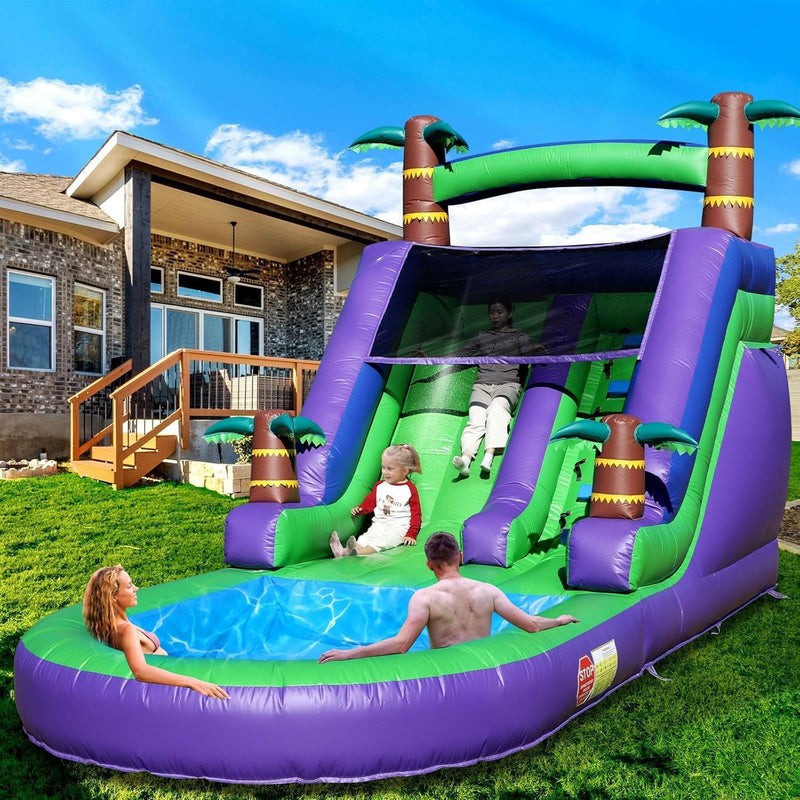 21FT(L) Commercial Grade Water Slide for Adults, (Heavy Duty Full PVC) (Big Splash Water Pool), 750w Blower, Inflatable Waterslide for Backyard, Outdoor Park, 21x9x12ft F4