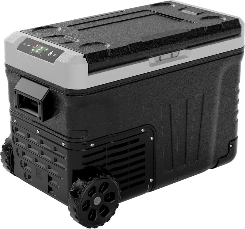 12 Volt Refrigerator, 37QT(35L) Electric Cooler, Portable Freezer 12V/24V DC 110-240V AC, 12V Fridge -4℉~68℉, 12V Cooler with Wheels & 2 Baskets for Travel, Truck, Boat, Camping G7
