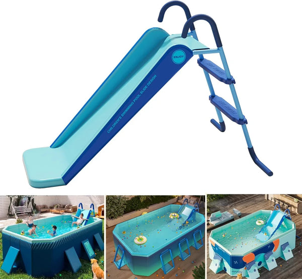 Pool Slide Inflatable Swimming Water Slide, Summer Swimming Pool Supplies Universal Trampoline Ladder Backyard Slide Home Playground Equipment V6