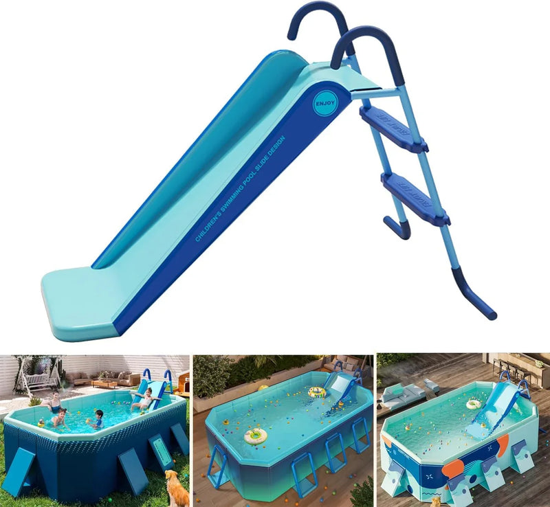 Pool Slide Inflatable Swimming Water Slide, Summer Swimming Pool Supplies Universal Trampoline Ladder Backyard Slide Home Playground Equipment V6