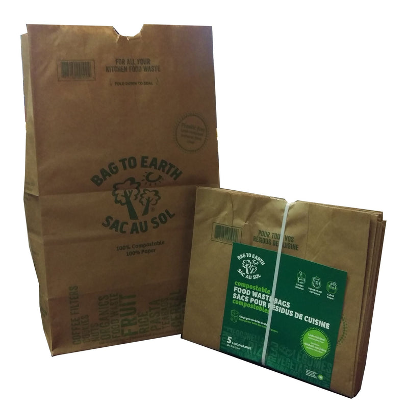 Bag to Earth Large Organic Compostable and Biodegradable Food Waste Bags, 5-pk, 45-L T3