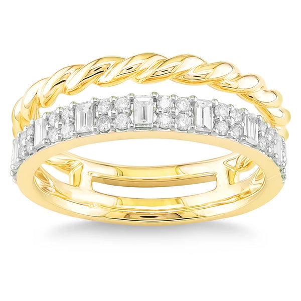 Baguette and Round Brilliant Diamond Ring (0.42 ctw) I9