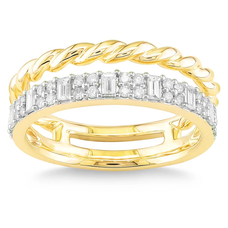 Baguette and Round Brilliant Diamond Ring (0.42 ctw) I9