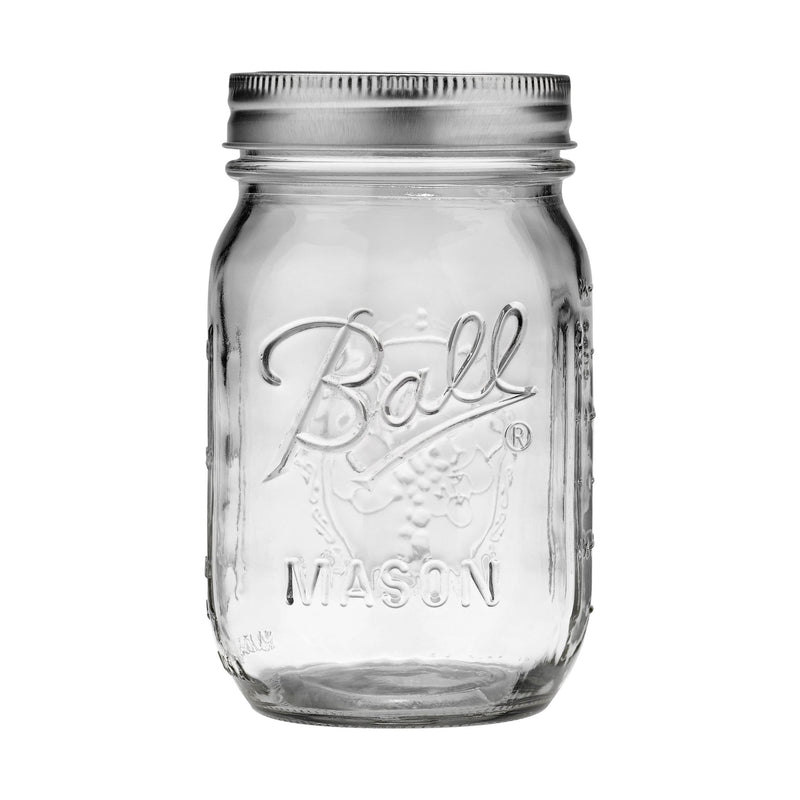 Ball Regular Mouth Pint Glass Mason Jar, 16-oz/473-mL, 8-pk O4