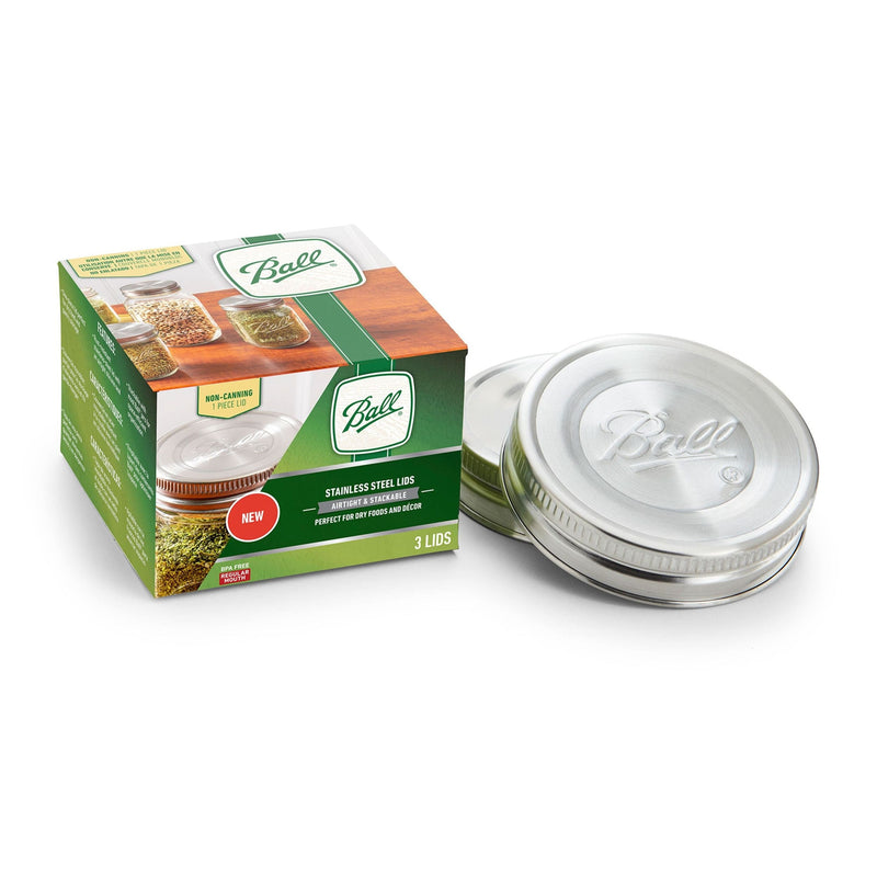 BALL Regular Mouth Stainless Steed Lids, Rust-Resistant, 3-pk A6