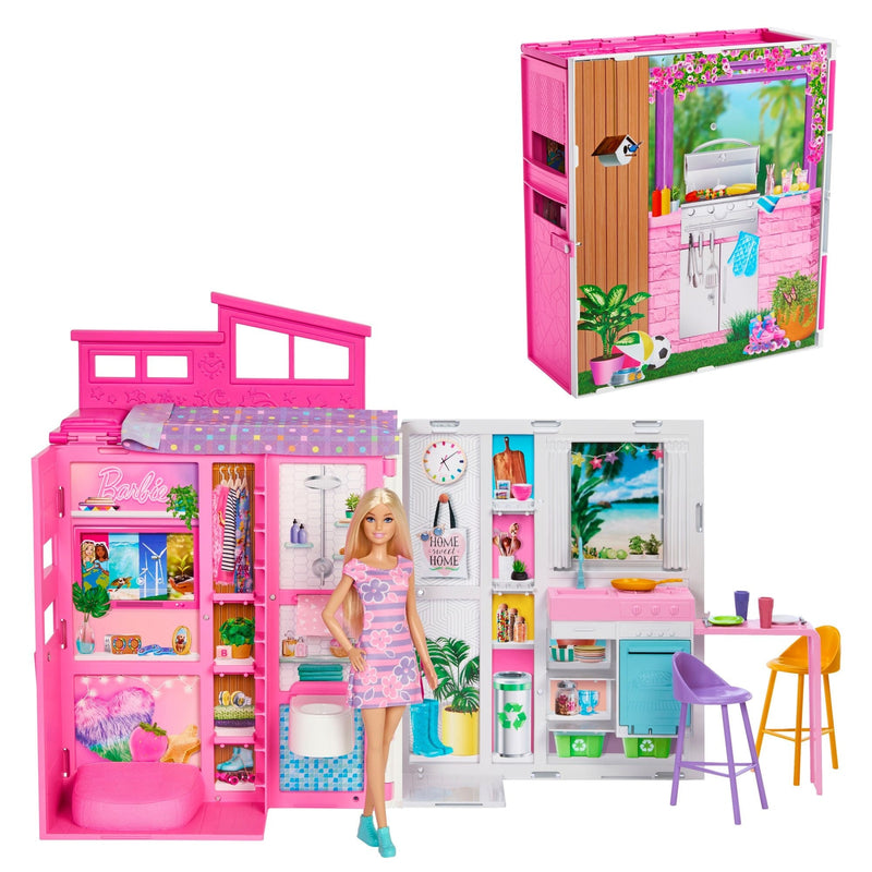 Barbie 2024 Getaway House Playset with Doll, Includes 4 Play Areas, Kids Ages 3+ G0
