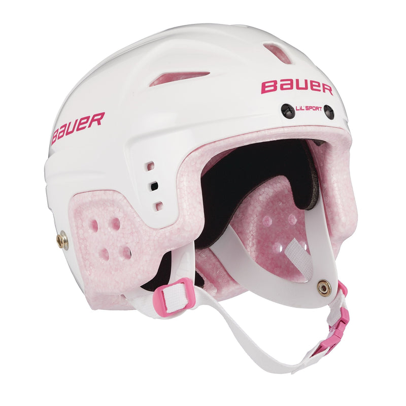 Bauer Lil' Sport Hockey Helmet, Youth, White & Pink M3