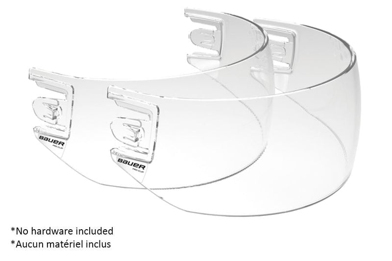 Bauer Pro-Clip Straight Hockey Helmet Visor Replacement without Clips, Junior/Senior, Clear, 2-pk O4