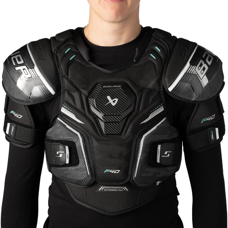 Bauer Supreme F40 Hockey Shoulder Pads, Intermediate, Black, Assorted Sizes Q3